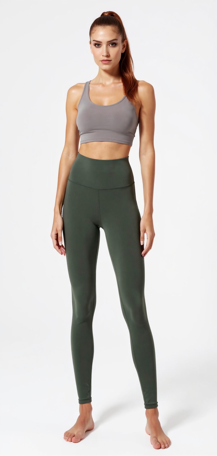 High-Waist Leggings in Olive Gray — The Pastel Sweat Edit style look