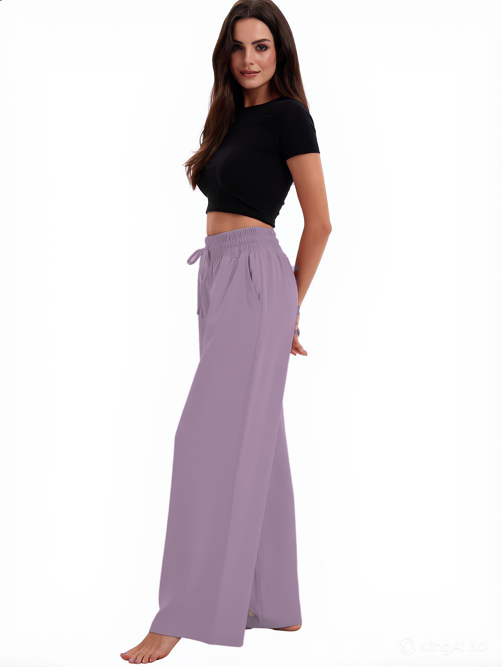 Wide-Leg Yoga Pants in Taupe — The Pastel Sweat Edit style look